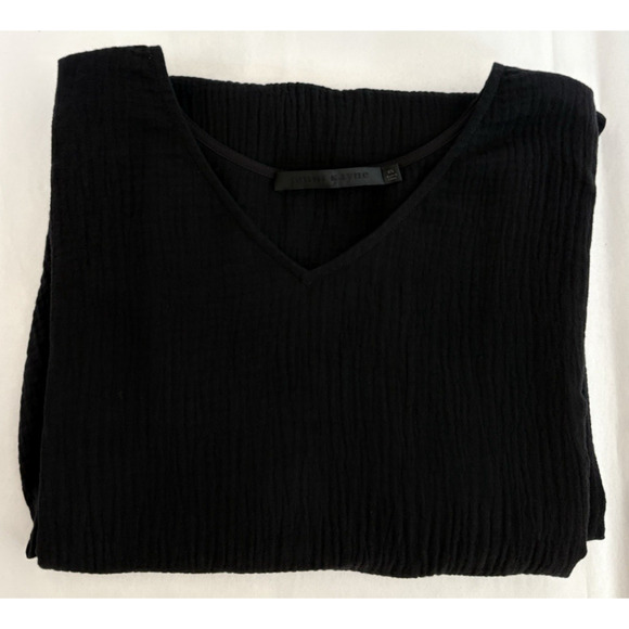 JENNI KAYNE Cypress Shift Dress Size XS Black Gauze Cotton Minimalist Lagenlook - Picture 9 of 9